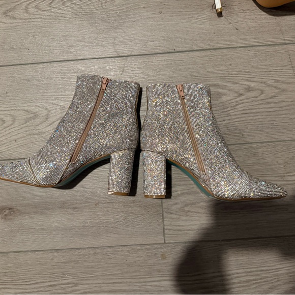 Betsey Johnson Glittering Silver Ankle Boots - Picture 1 of 3